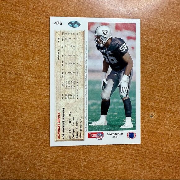 Aundray Bruce Raiders Football Card - Picture 2 of 3